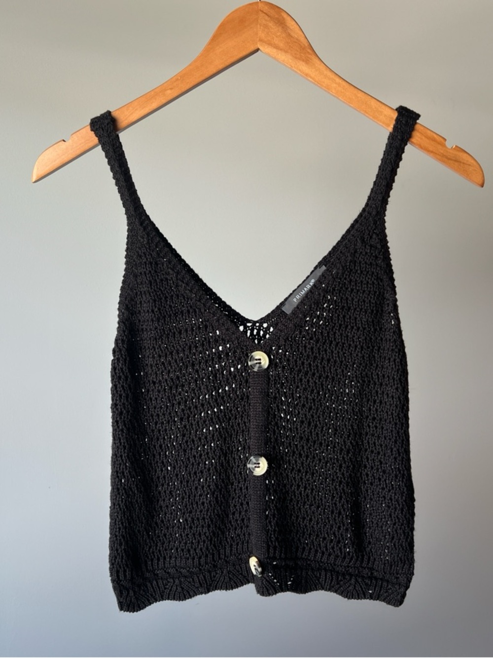 Primary Black Knit Button-Front Tank Top